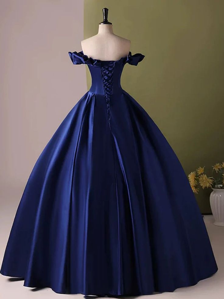 Robe de soirée longue en satin bleu sans bretelles, élégante et simple, coupe A, nv3248