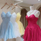 Simple Cute Short Mini Satin Prom Gown Homecoming Dress nv2803