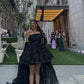 Black Fashion Shiny Sequin Spaghetti Strap Long Short Prom Dress Evening Dress Homecoming Dress nv3223