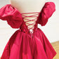 Mini/Short Red Satin Short Prom Dresses, Short Homecoming Dress nv1544