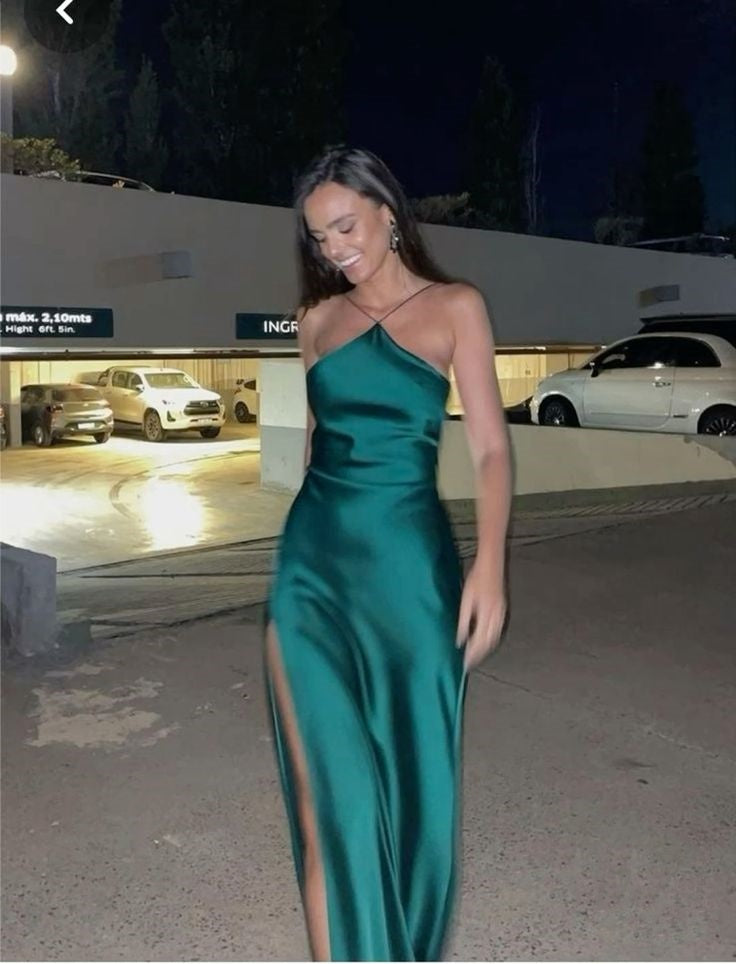 Green Strapless Simple Elegant Off-the-shoulder Satin Long Prom Dress Evening Gown Party Dress with Sequined Cape nv2519