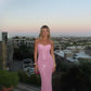 Pink Shiny Fashion Elegant Long Mermaid Slim Sequin Ball Gown Evening Dress Party Dress nv3523