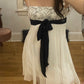 White Fashion Floral Lace V-neck Short Chiffon Ribbon Ball Gown Evening Dress Party Dress Homecoming Dress nv3510