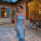 Blue suspender tassel maxi dress long evening dress party dress nv2691