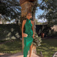 Green suspenders simple elegant long ball gown evening dress wedding guest dress nv2961