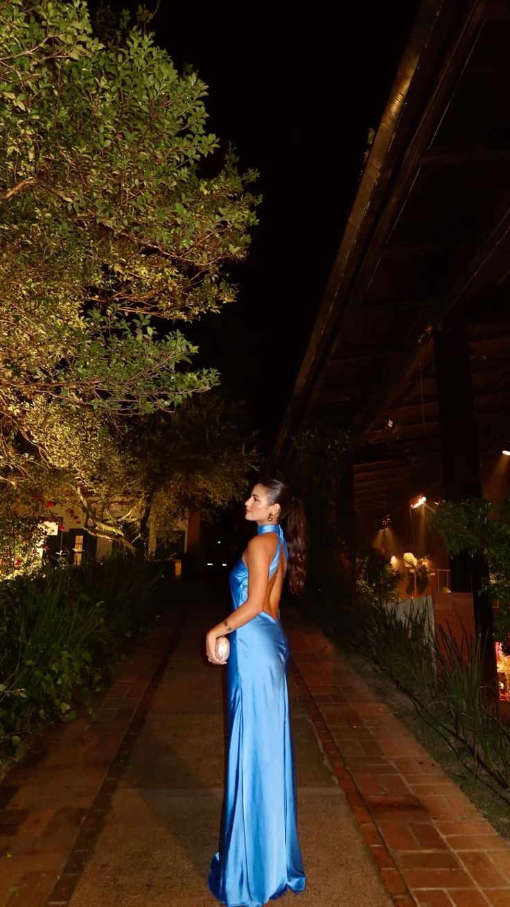 Blue fashion simple elegant sling long slit ball gown evening dress party dress nv2453