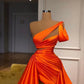 Orange gorgeous elegant long satin ball gown fashion evening dress nv83