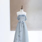 Gray Blue Elegant Beaded Long Tulle Ball Gown Evening Dress Holiday Party Dress nv3089