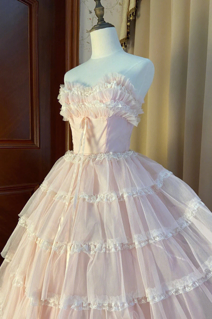 Pink Off Shoulder Multi-layered Tulle Long Party Dress Gorgeous Prom Dress Formal Dress nv2726