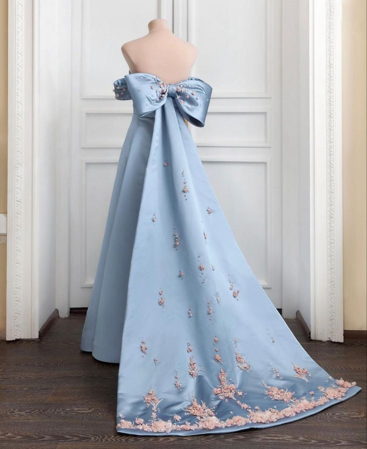 Light Blue Gorgeous Elegant Rhinestone Long Prom Dress Evening Dress Holiday Party Dress nv3088