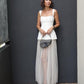 White simple elegant long tulle evening dress party dress wedding guest dress nv2899