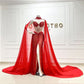 Robe de soirée sexy à longue fente avec haut tube perlé brillant rouge magnifique nv3255