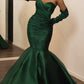 Green Fashion Sweetheart Neck Long Satin Mermaid Fishtail Skirt Ball Gown Evening Dress With Gloves nv3176