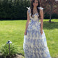 Beautiful floral print chiffon elegant long prom dress evening gown party dress nv37