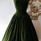 Red/Dark Green Vintage Elegant Long Simple Velvet Ball Gown Homecoming Dress Evening Dress Party Dress nv3382