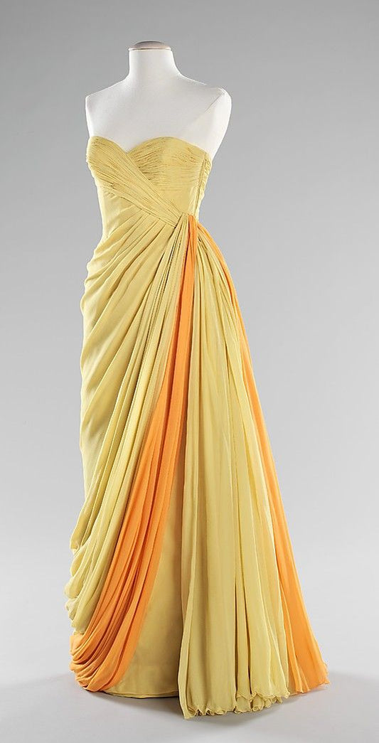 Yellow Fashion Elegant Strapless Long Tulle Ball Gown Evening Gown Party Dress nv3597