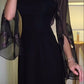 Unique black off-the-shoulder detachable sleeves long ball gown evening dress nv1922