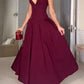 Burgundy A-line/Princess V-neck Floor-length  Long Ball Gown Evening Dress nv1933