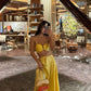 Yellow spaghetti strap off-shoulder waist suit long ball gown evening dress party dress nv2345