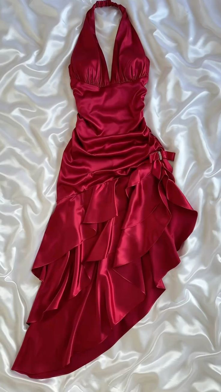 Red Fashion Strapless Long Satin Ruffle Ball Gown Evening Dress Party Dress nv3608