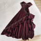 Brown Exquisite Embroidery Floral Long Chiffon Tulle Ball Gown Evening Dress Party Dress nv3419