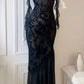 Black Spaghetti Strap Lace Mermaid Sexy Long Evening Dress Prom Dress Party Dress nv1985