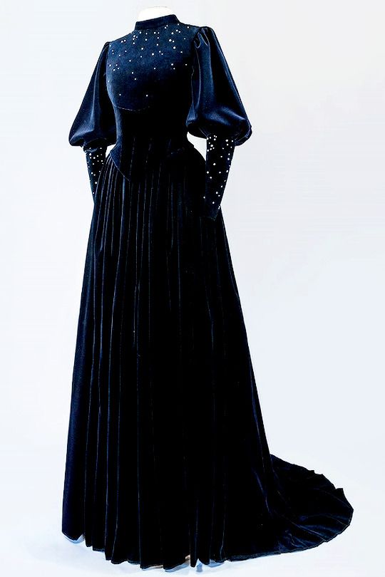 Navy blue vintage elegant half turtleneck exquisite beaded long velvet ball gown evening dress nv3376