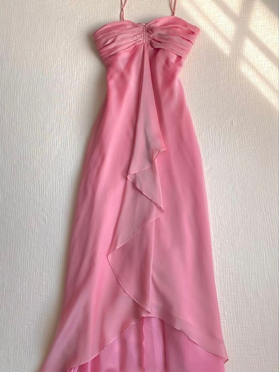 Pink Sweetheart Suspender Ruffle Ribbon Vintage Chiffon Long Ball Gown Evening Dress Party Dress nv2592