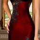 Red/silver gorgeous elegant beaded lace applique sexy classy satin ball gown evening dress nv3398