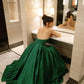 Green fashion elegant strapless off-shoulder satin long evening gown prom dress nv2548