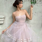 Pink Spaghetti Strap Fashion Short Tulle Prom Dress Evening Dress Homecoming Dress Party Dress nv3012