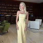 Yellow fashion strapless off-shoulder bodycon dress prom dress evening gown nv1977