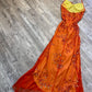 Robe de soirée longue élégante à bretelles spaghetti et perles vintage orange, robe de bal, robe de bal, robe de bal, nv3263