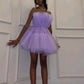 Robe de soirée en tulle violet à la mode, jolie robe courte en tulle, élégante, robe de bal, robe de soirée, robe de soirée nv3294