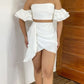 White simple fashion two piece short prom dress party dress homecoming dress nv2073