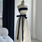 White Vintage Elegant Bow Long Satin Ball Gown Evening Dress nv3525