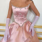 Pink Gorgeous Elegant Sweet Strapless Rhinestone Decorated Long Satin Ball Gown Evening Dress nv2766