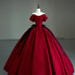 Red short sleeve black bow ribbon long elegant satin ball gown evening dress graduation dress banquet outfit nv2987