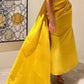 Yellow fashion simple elegant one-sleeve pleated long formal prom dress evening dress party dress nv2531