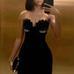 Black velvet short party dress cocktail dress nv1991