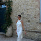 White cross elegant long simple satin ball gown evening dress nv3168