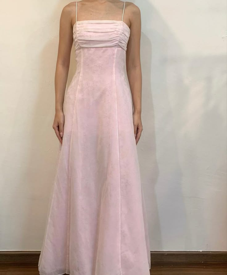 Pink simple fashion elegant spaghetti strap long tulle ball gown evening dress bridesmaid dress prom dress nv3789