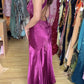 Purple V-neck embroidered backless fashionable long ball gown evening dress nv2982