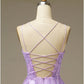 Lilac A-Line Homecoming Dress Applique Tulle Cocktail Gown nv1599