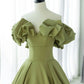 Green A-Line Satin Long Ball Gown Evening Dress nv2164