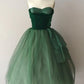 Green vintage prom dress tulle short homecoming dress birthday outfit  nv2065