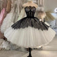 Black and white strapless short prom dress homecoming dress party dress nv2055