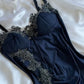 Navy Blue Fashion Strapless Long Mermaid Bodycon Lace Prom Dress Evening Gown Party Dress nv3476