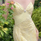 Sweet Elegant Mermaid Spaghetti Strap Yellow Chiffon Long Ball Gown Evening Dress with Beading nv2759