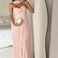 Pink off-shoulder chiffon flowing long elegant evening dress wedding guest dress bridesmaid dress nv2118